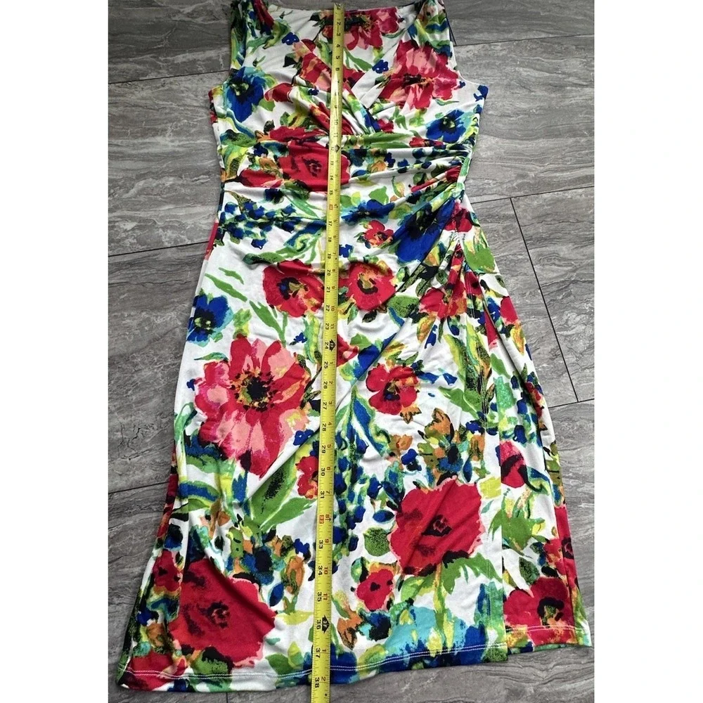 Lauren Ralph Lauren Women's Size 10 Sleeveless Floral Faux Wrap Sheath Dress
